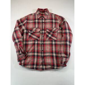 Grizzly Mountain Men’s S Sherpa Lined Flannel Shirt Jacket Red Plaid Cotton